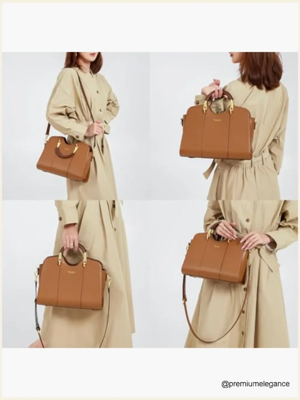 Genuine Leather Satchel Bag - Top Handle & Crossbody Tote